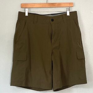 Orvis Cargo Shorts Size 32 Olive Green Side Zip Pocket Fishing Hiking Gorpcore